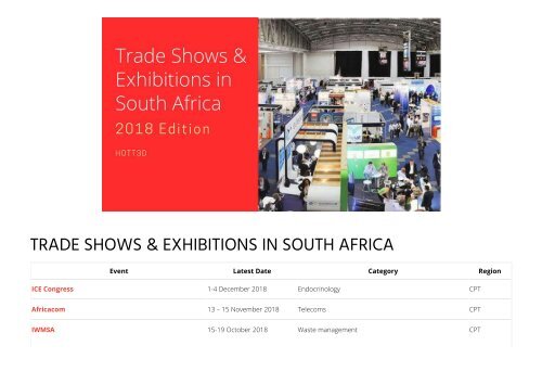 South Africa Trade Shows 2018-HOTT3D