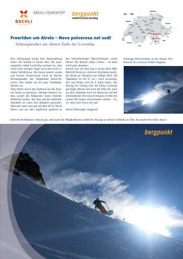 Tourentipp 02.2018 - Freeriden um Airolo – Neve polverosa nel sud!