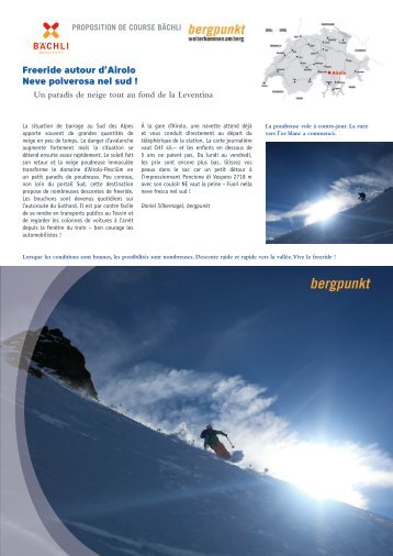 Proposition de sorti 02.2018 - Freeride autour d’Airolo Neve polverosa nel sud !