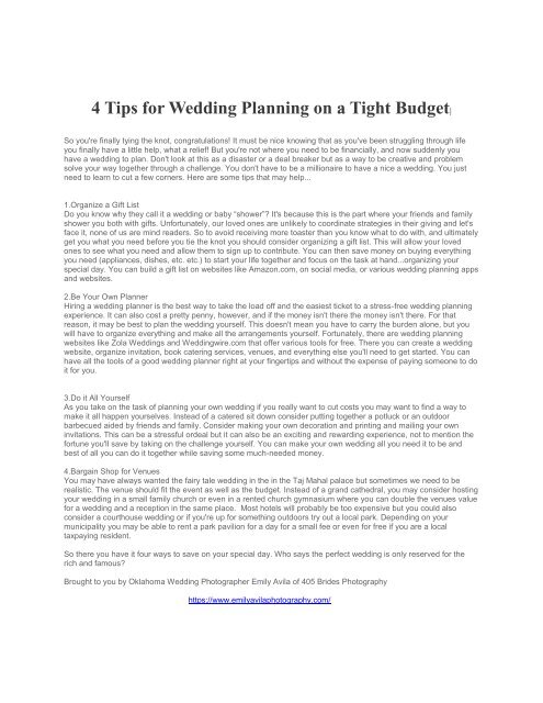 4 Tips for Wedding Planning on a Tight Budget