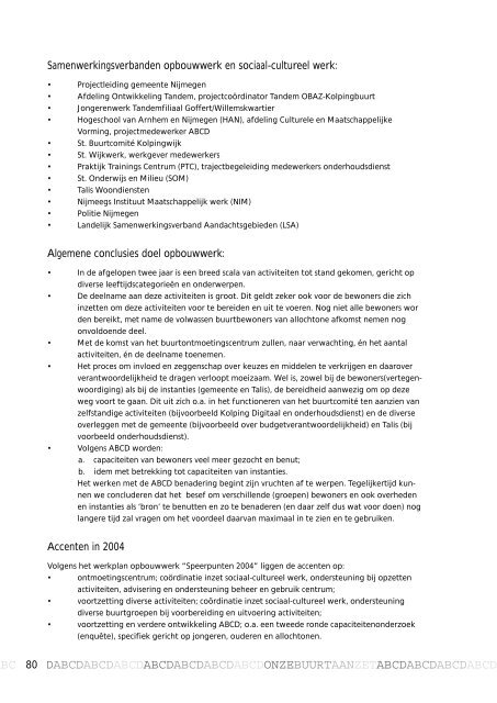 Bijlagen - Verbreding van bewonersbetrokkenheid - ABCD in de Kolpingbuurt Nijmegen - BIJLAGEN