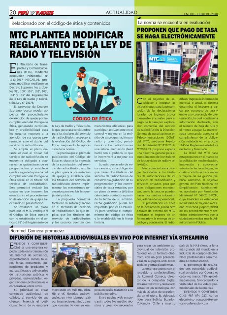 REVISTA PERÚ TV RADIOS ENE - FEB 2018