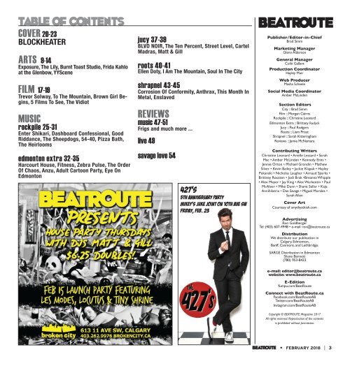 BeatRoute Magazine [AB] print e-edition - [February 2018]