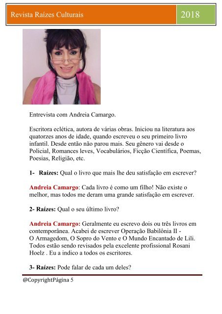 Revista Raizes culturais Fevereiro 2018