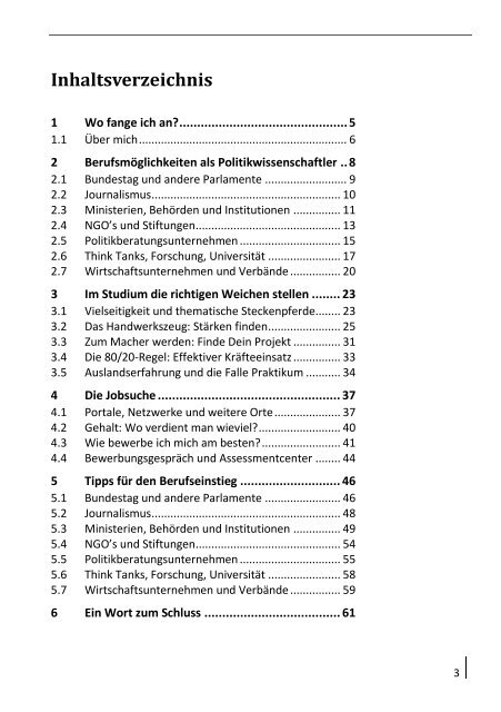 Blick ins Buch: Berufseinstieg Politikwissenschaft