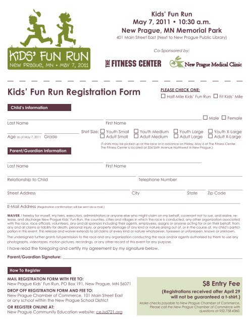 Kids Fun Run Registration Form New Prague Half Marathon 5k