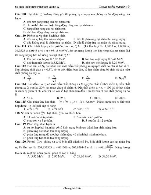 Sơ lược kiến thức trọng tâm Vật Lý 12 - 2015 (Bài tập tự luyện theo từng chương)