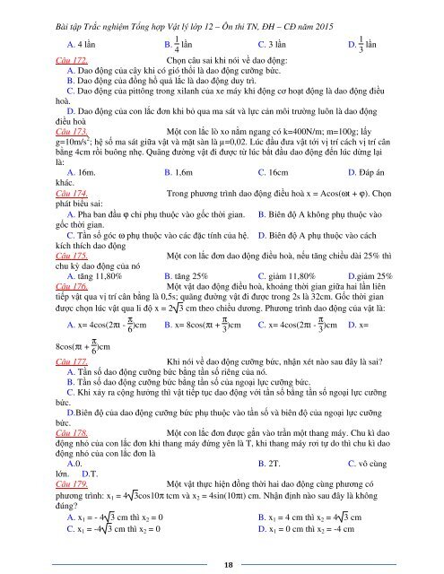 Sơ lược kiến thức trọng tâm Vật Lý 12 - 2015 (Bài tập tự luyện theo từng chương)