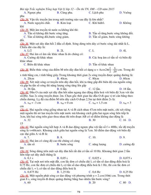 Sơ lược kiến thức trọng tâm Vật Lý 12 - 2015 (Bài tập tự luyện theo từng chương)