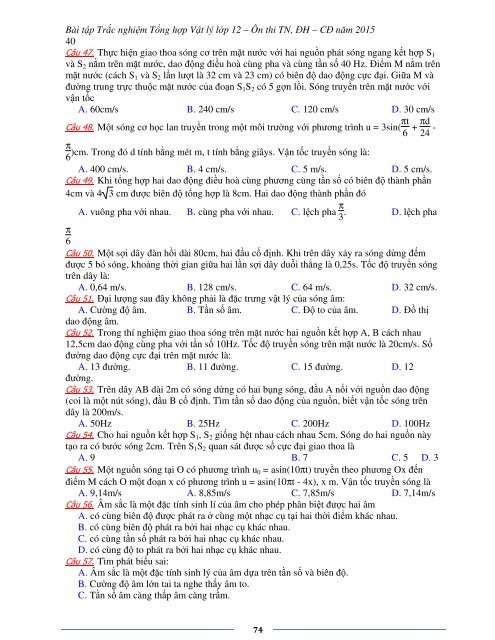 Sơ lược kiến thức trọng tâm Vật Lý 12 - 2015 (Bài tập tự luyện theo từng chương)