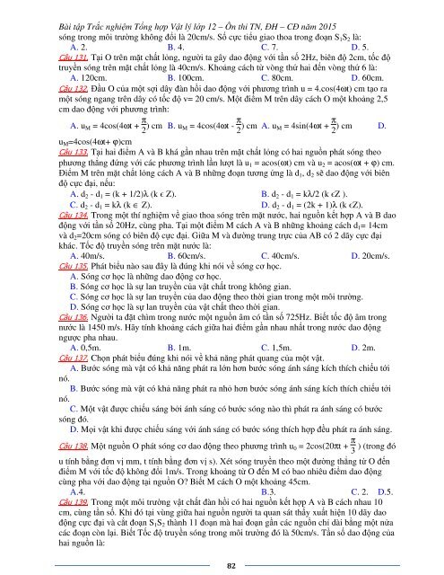 Sơ lược kiến thức trọng tâm Vật Lý 12 - 2015 (Bài tập tự luyện theo từng chương)