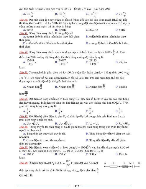 Sơ lược kiến thức trọng tâm Vật Lý 12 - 2015 (Bài tập tự luyện theo từng chương)