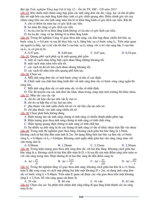 Sơ lược kiến thức trọng tâm Vật Lý 12 - 2015 (Bài tập tự luyện theo từng chương)