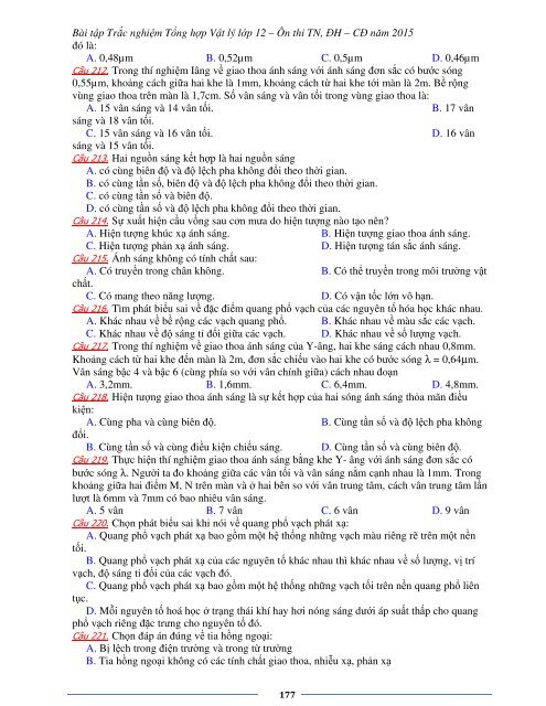 Sơ lược kiến thức trọng tâm Vật Lý 12 - 2015 (Bài tập tự luyện theo từng chương)