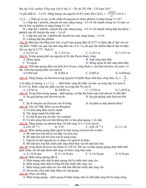 Sơ lược kiến thức trọng tâm Vật Lý 12 - 2015 (Bài tập tự luyện theo từng chương)