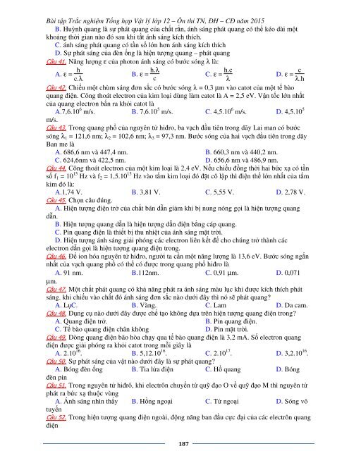 Sơ lược kiến thức trọng tâm Vật Lý 12 - 2015 (Bài tập tự luyện theo từng chương)