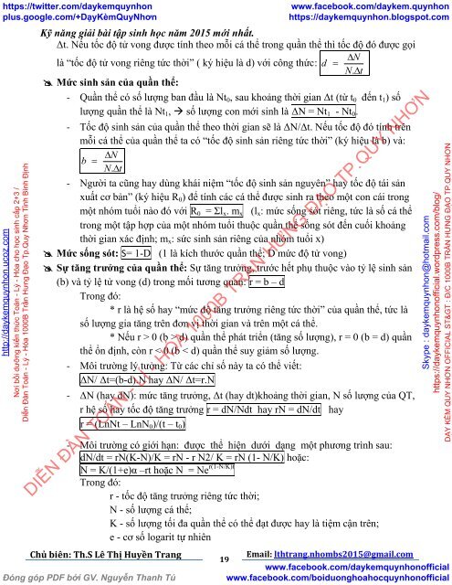 KỸ NĂNG GIẢI BÀI TẬP SINH HỌC (PHỤC VỤ KỲ THI TUYỂN SINH ĐẠI HỌC - CAO ĐẲNG NĂM 2015 TỪ BỘ GD&ĐT)