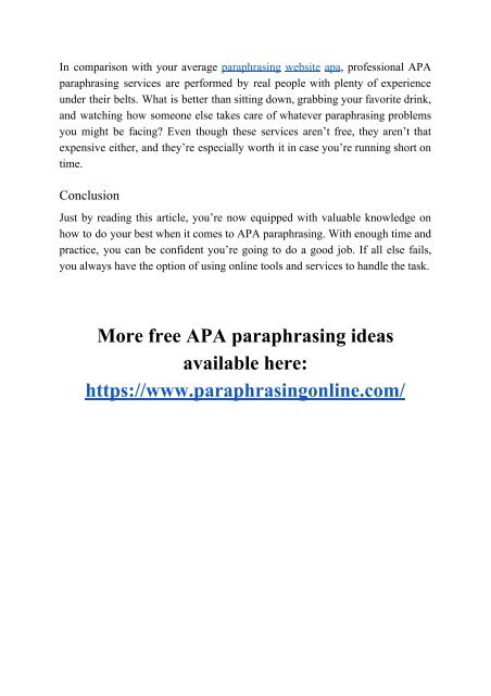 How to Do It: APA Paraphrasing Ideas