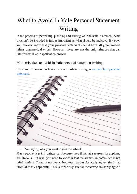 What to Avoid in Yale Personal Statement Writing