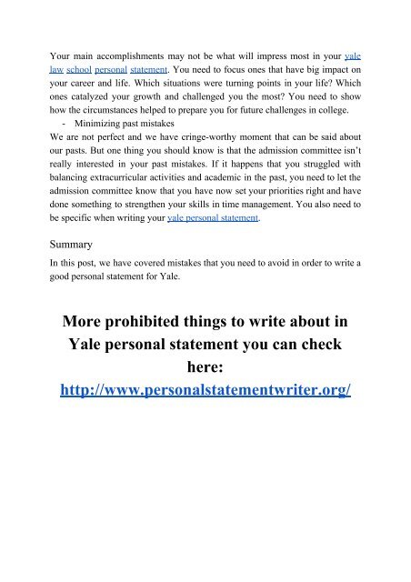 What to Avoid in Yale Personal Statement Writing