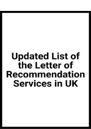 Updated List of the Letter of Recommendation Services in UK