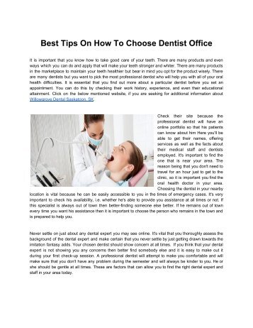 Best Tips On How To Choose Dentist Office