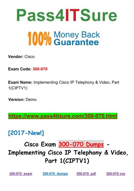 [2018 New] The Most Effective Pass4itsure Cisco-300-070 Dumps PDF Vce Files