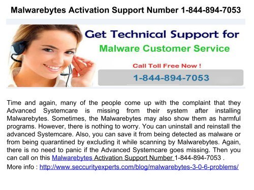 Malwarebytes Issues Phone Number 1-844-894-7053