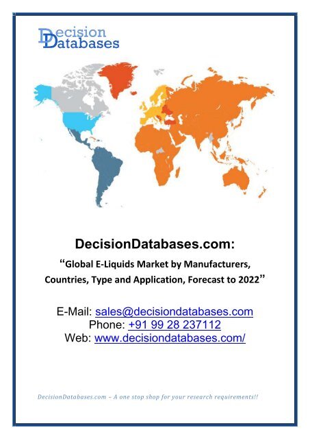 Worldwide E-Liquids Market Growth Projection to 2022