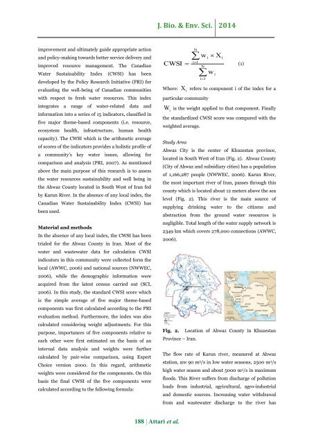 Assessing of canadian water sustainability ındex (CWSI) in ahwaz county located in south west of Iran