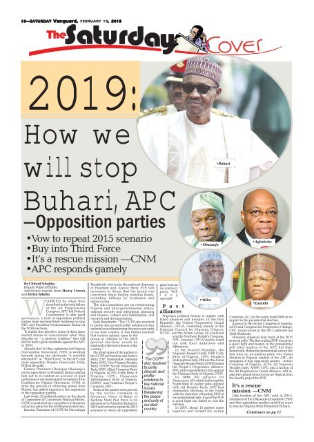 10022018 - 2019 : How we'll stop Buhari - Opposition parties