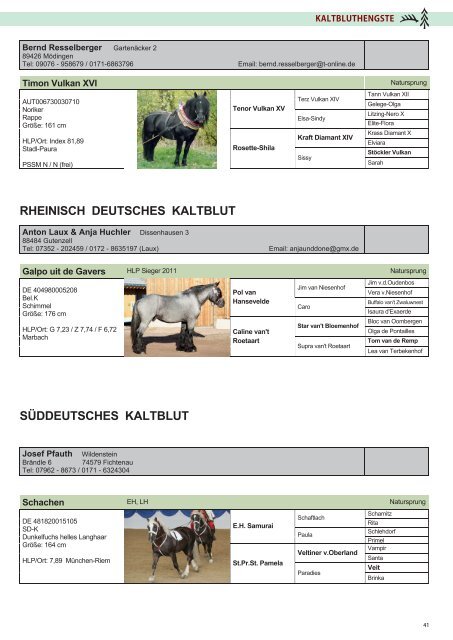 Kleinpferde und Kaltblut Spezial 2018 mit Hengstverteilungsplan