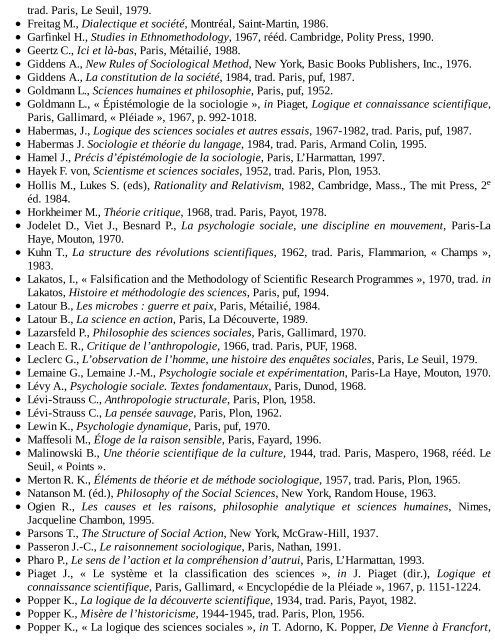 Epistemologie des sciences sociales