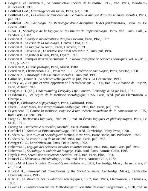 Epistemologie des sciences sociales