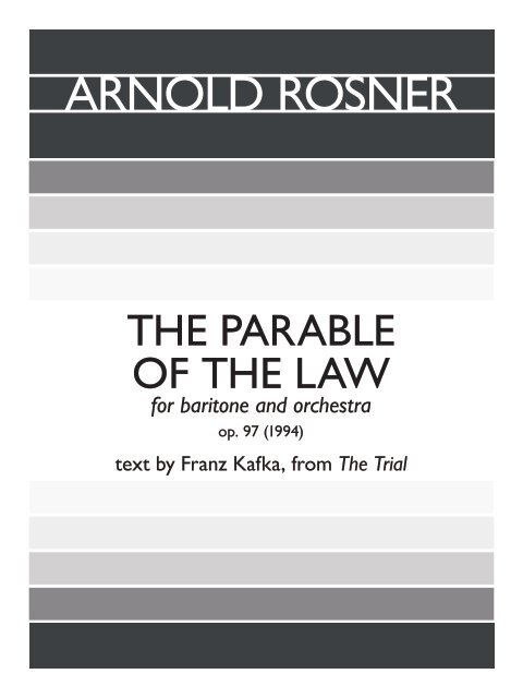 Rosner - The Parable of the Law, op. 97