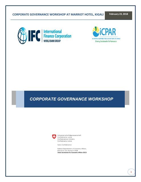 CORPORATE GOVERNANCE Workshop