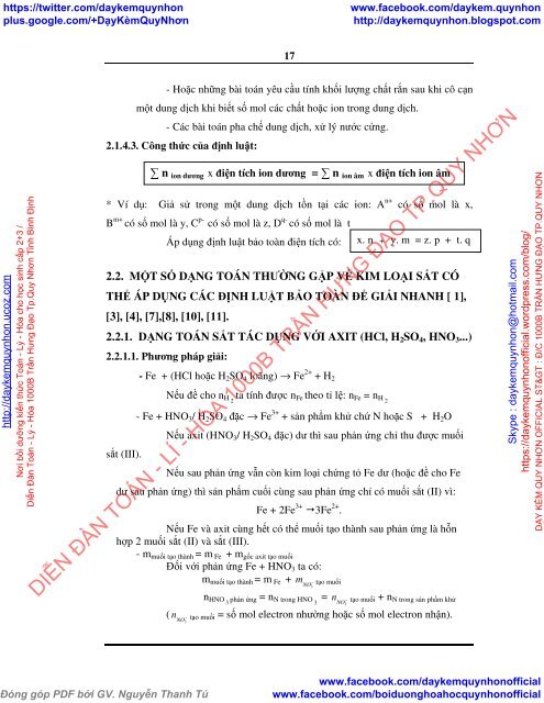 Nghiên cứu áp dụng các định luật bảo toàn vào việc giải nhanh các bài toán về kim loại sắt (2014)