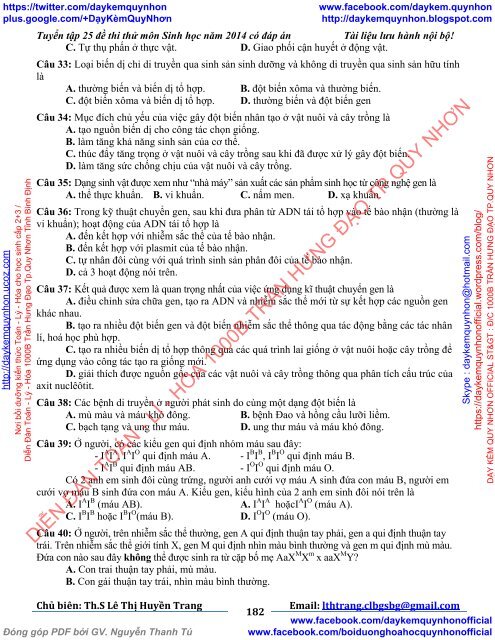 TUYỂN TẬP 25 ĐỀ THI THỬ ĐẠI HỌC MÔN SINH HỌC CỦA CÁC TRƯỜNG THPT TRÊN TOÀN QUỐC (2014)