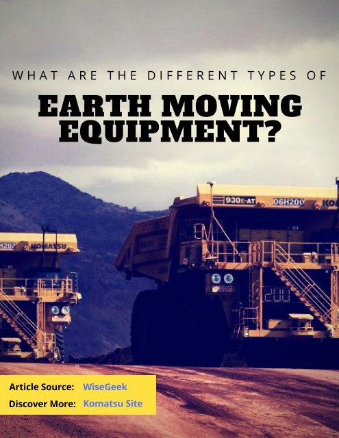 What are the Different Types of Earth Moving Equipment