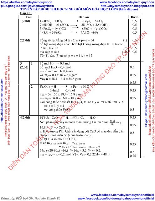 Tuyển tập 50 đề thi học sinh giỏi môn hóa học 8 (kèm đáp án) (by Dameva)