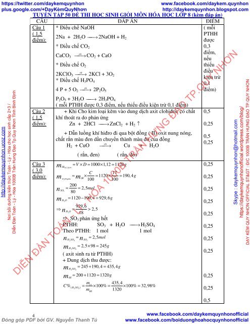 Tuyển tập 50 đề thi học sinh giỏi môn hóa học 8 (kèm đáp án) (by Dameva)