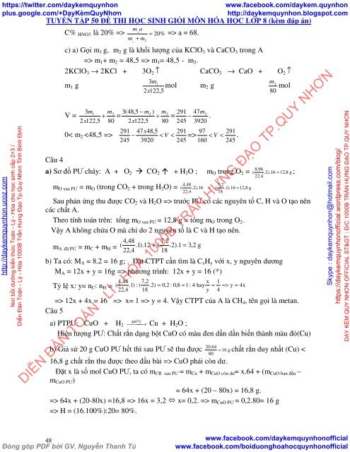 Tuyển tập 50 đề thi học sinh giỏi môn hóa học 8 (kèm đáp án) (by Dameva)