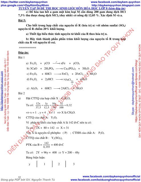 Tuyển tập 50 đề thi học sinh giỏi môn hóa học 8 (kèm đáp án) (by Dameva)
