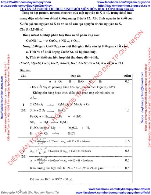 Tuyển tập 50 đề thi học sinh giỏi môn hóa học 8 (kèm đáp án) (by Dameva)