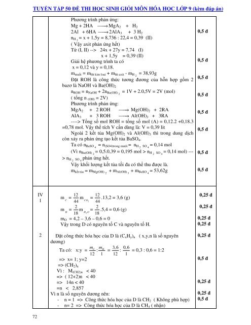 Tuyển tập 25 đề thi học sinh giỏi Hóa học lớp 9 (kèm đáp án) (by Dameva)