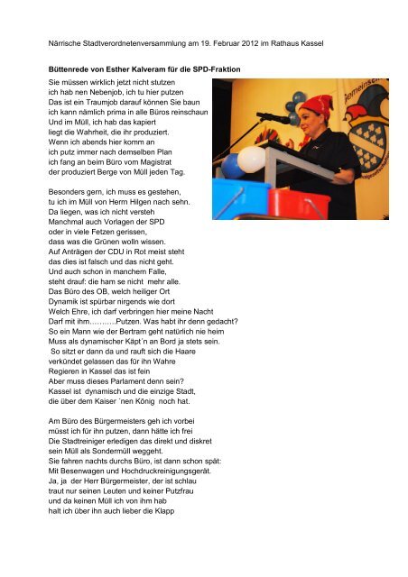 Narrische Stadtverordnetenversammlung Am 19 Februar 2012 Im