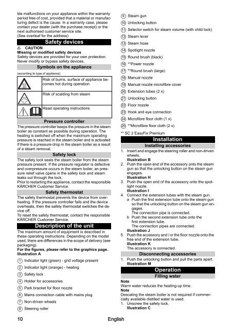 Karcher SC 2 EasyFix - manuals