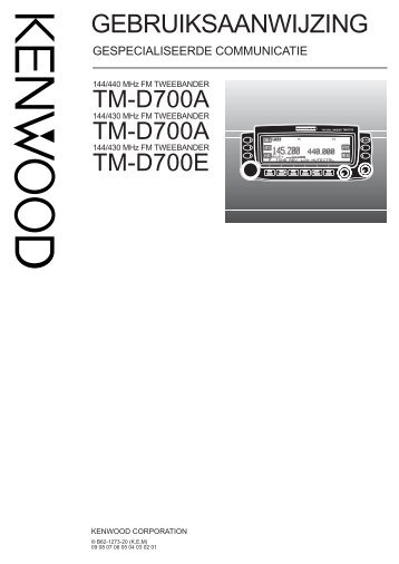 Kenwood TM-D700A - Communications "Dutch, Specialized Manual" (2000/7/14)