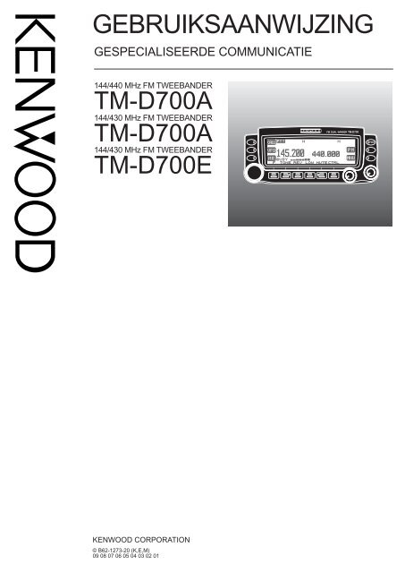 Kenwood TM-D700E - Communications &quot;Dutch, Specialized Manual&quot; (2000/7/14)