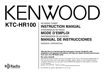 Kenwood KTC-HR100 - Car Electronics "English, French, Spanish" (2003/11/27)